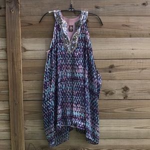 🩵💜Free People Teal & Purple Mini Dress with Sequins